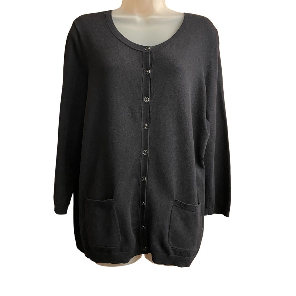 Talbots Women’s Pima Cotton Stretch Black Cardigan Button Front Size 1X